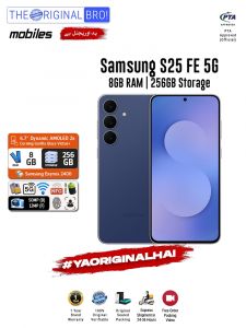 Samsung S25 FE 5G - 8GB RAM - 256GB Storage - Easy Monthly Installments - PTA Approved - 1 Year Official Warranty - The Original Bro Mobiles - TOB70